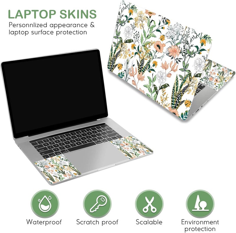 DINKY Laptop Skin Sticker Decal, 16" 16.5” 17” 17.3 inch Laptop Universal Reusable Vinyl Skin Stickers Art Cover Decal Notebook PC Personalized Protector (White Flor) - Image 3